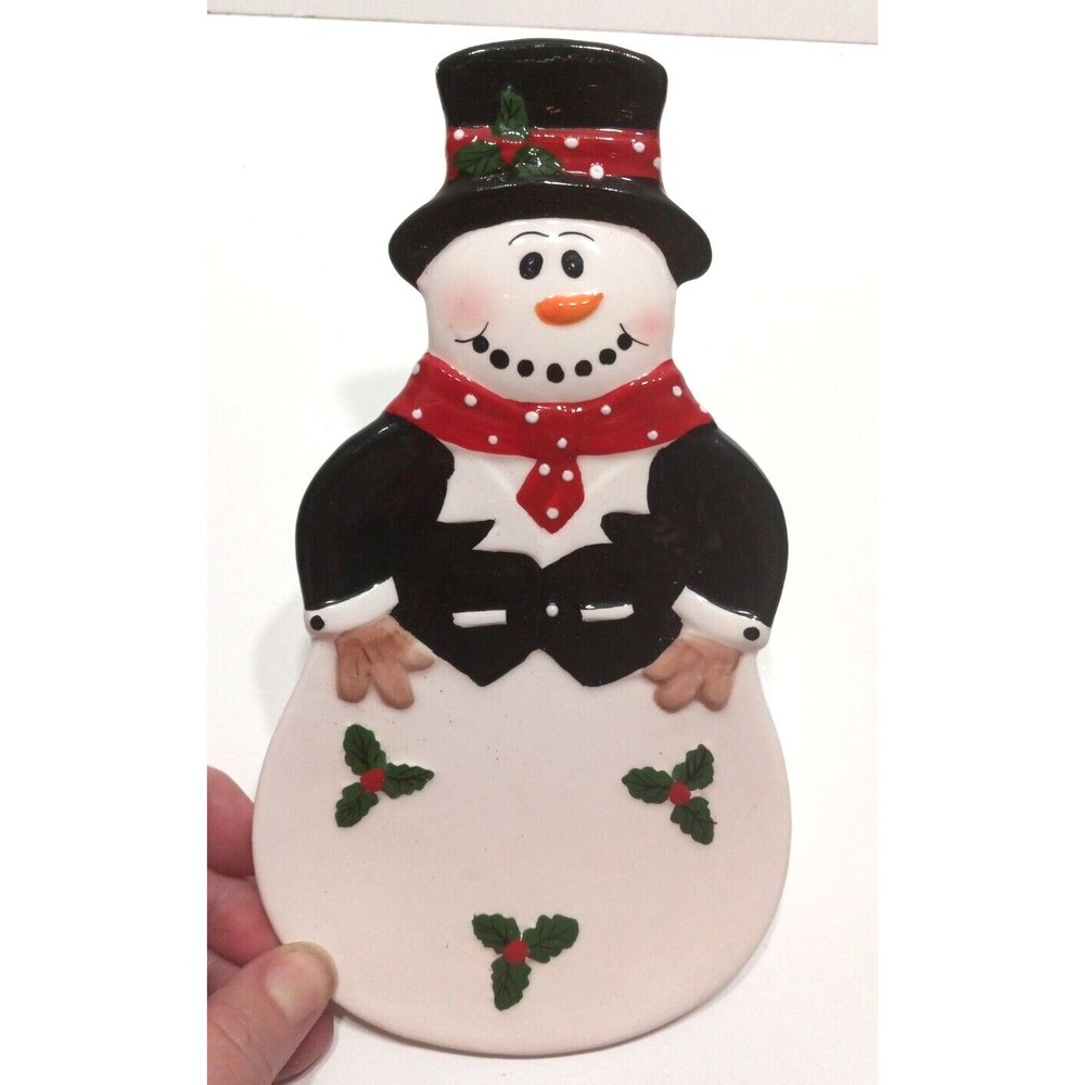Snowman Spoon Rest Christmas Cooking Kitchen Food Eat Snacks Winter 8.5 Inches
